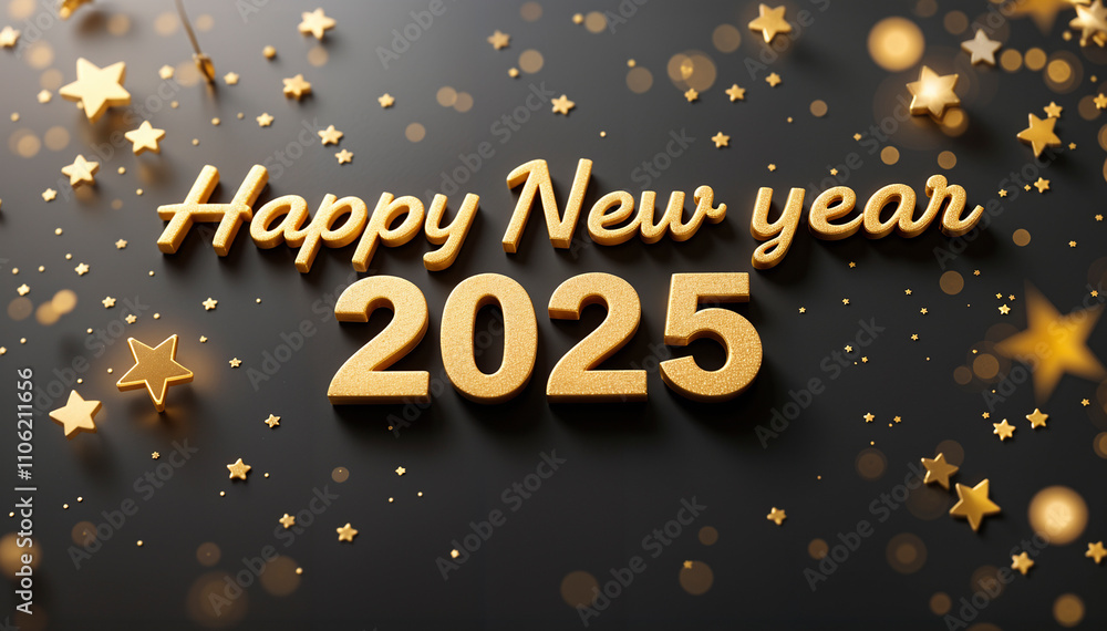 Happy New Year 2025 golden invitation card. Greeting card. Celebration. Сongratulation Happy New Year 2025 golden invitation card. Greeting card. Celebration. Сongratulation