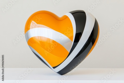 Decorative heart shaped stone with golden accents on a light background