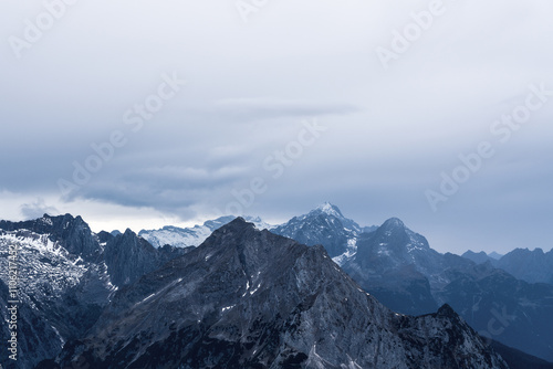 Panoramic view from Karwendel summit to the Tyrolean Alps. photo