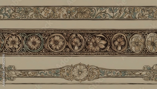 Hand-drawn Art Nouveau border ornaments.