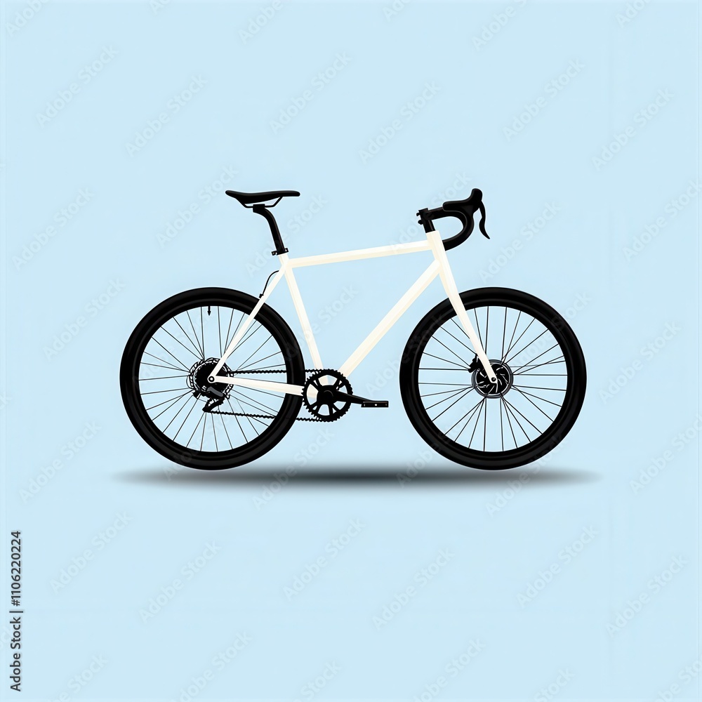 Fototapeta premium Minimalist Bicycle Illustration on Soft Blue Background Featuring Modern Design Elements and Stylish Features Ideal for Cycling Enthusiasts and Lifestyle Projects