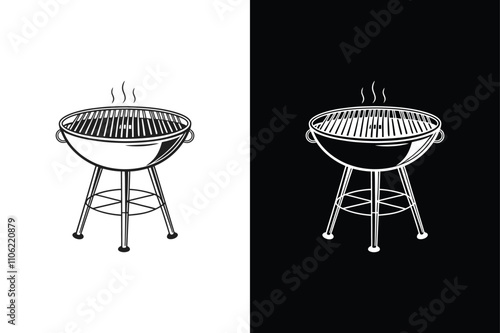 Grill BBQ vector icon design vector on White Background ,Vector Art Illustration on white background.