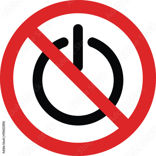 No power button sign isolated on white background . Power warning sign . No power icon vector