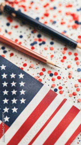 Colorful backdrop with American flag celebrating national pride and unity dur...