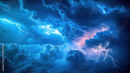 Dramatic Thunderstorm Cloudscape With Lightning Bolts