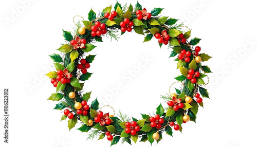 Green Wreath with Red Berries