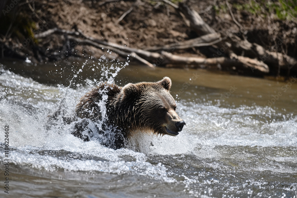 Wild Bear in Raging River Wild Bear in Raging River