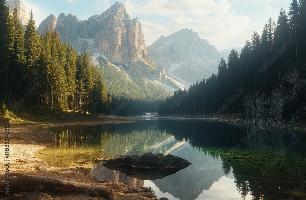 Naklejka premium Alpine Lake Serenity