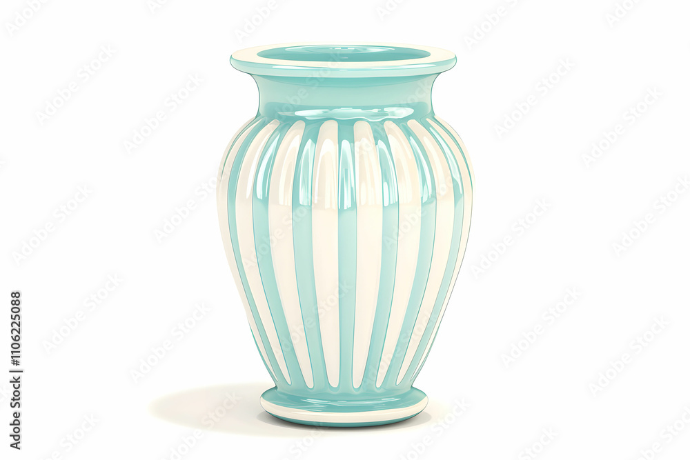 Elegant ceramic vase with a turquoise and white striped design for home decor and interior design inspiration Elegant ceramic vase with a turquoise and white striped design for home decor and interior design inspiration