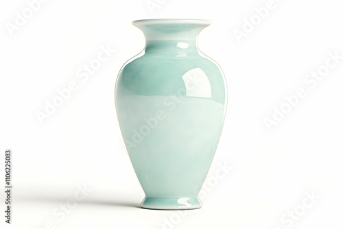 Elegant Light Blue Ceramic Vase with Smooth Glossy Finish on a White Background for Home Decor and Interior Design