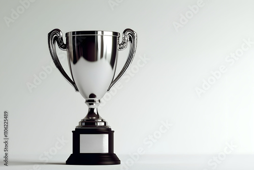 Elegant silver trophy on a minimalist background symbolizing achievement and success in competition