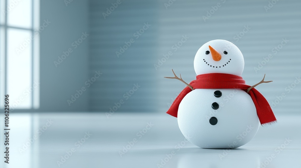 Festive 3D Snowman with Red Scarf - Cheerful snowman, winter holiday, 3D , Christmas spirit, festive joy. Festive 3D Snowman with Red Scarf - Cheerful snowman, winter holiday, 3D , Christmas spirit, festive joy.