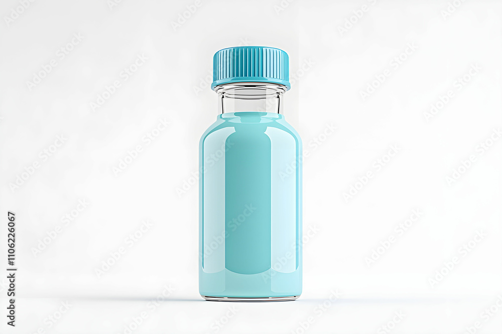 Blue Plastic Bottle with Cap on White Background for Various Uses in Health and Fitness Contexts Blue Plastic Bottle with Cap on White Background for Various Uses in Health and Fitness Contexts