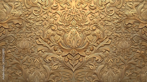 Abstract golden Thai background with a seamless pattern.