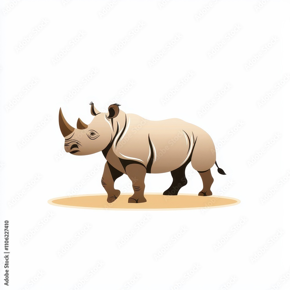 Captivating Illustration of a Rhinoceros Walking Gracefully in a Minimalistic Style, Perfect for Wildlife and Nature-Themed Projects and Designs Captivating Illustration of a Rhinoceros Walking Gracefully in a Minimalistic Style, Perfect for Wildlife and Nature-Themed Projects and Designs