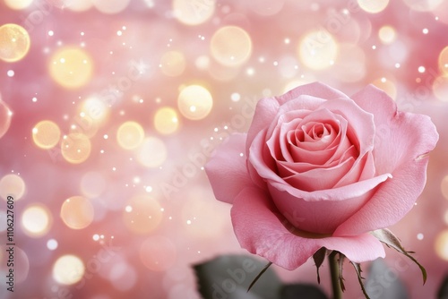 Beautiful pink rose with soft bokeh background illuminating a gentle ambiance