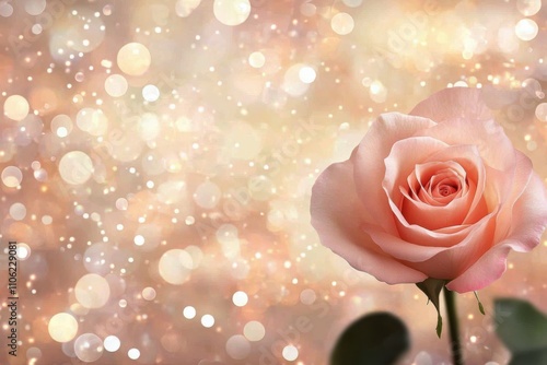 Beautiful pink rose with soft bokeh background illuminating a gentle ambiance