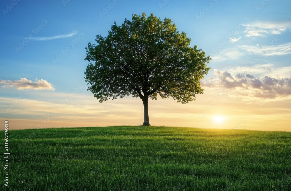 Obraz premium Solitary Tree at Sunset