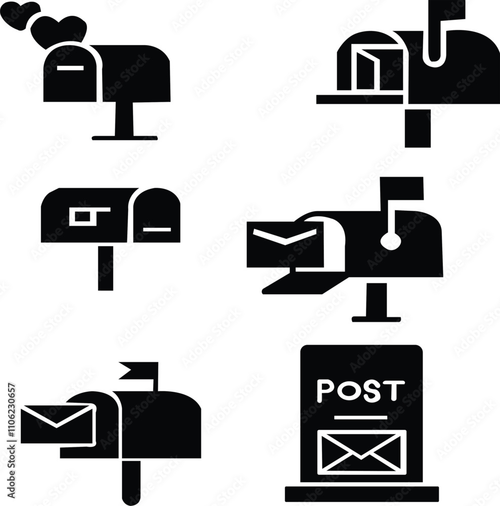 Advertising Icons, paper, pen, ink office, post, letter box Advertising Icons, paper, pen, ink office, post, letter box