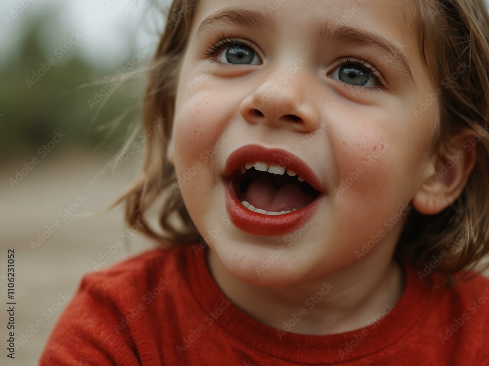 Happy child wearing red, joyful expression. Happy child wearing red, joyful expression.