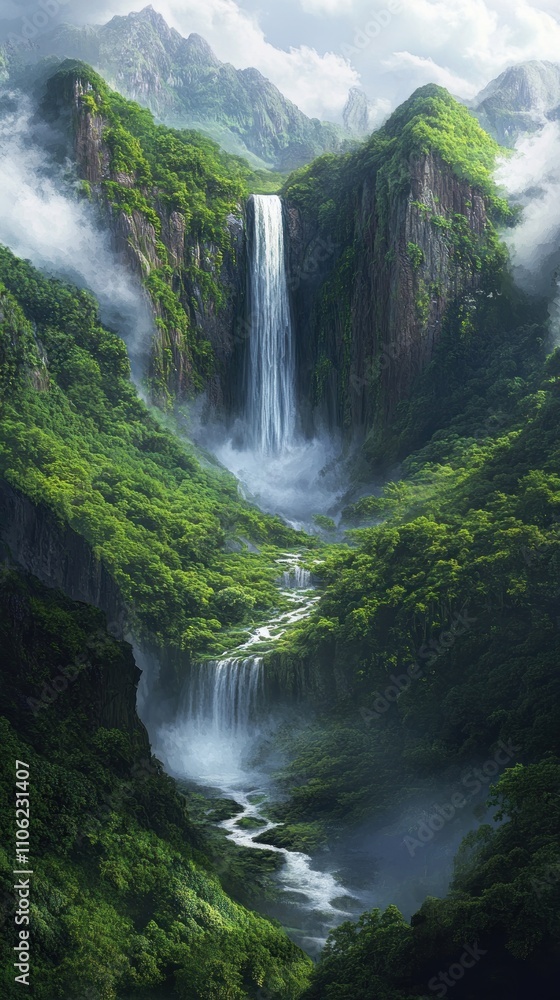 Fototapeta premium Jungle Waterfall Paradise