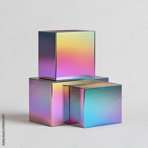 The same packaging but with a reflective chrome finish and subtle gradient tones in a premium and modern way.