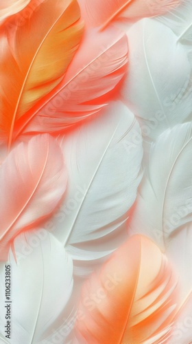 Delicate arrangement of colorful feathers creates a soft and inviting ambianc...