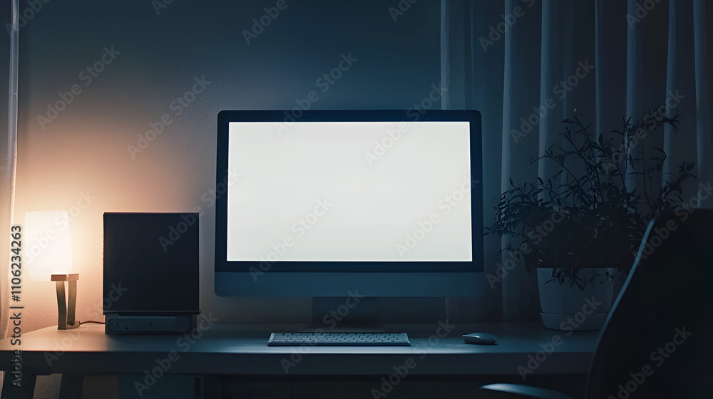 Blank Screen, Night Desk Setup Blank Screen, Night Desk Setup