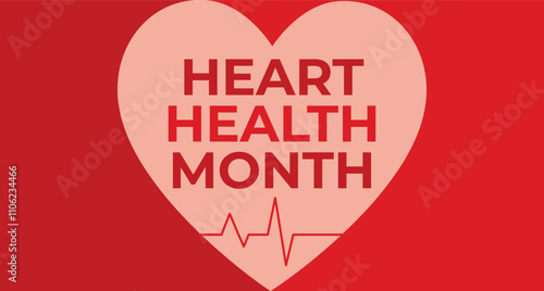 National Heart health Month Background Vector Illustration