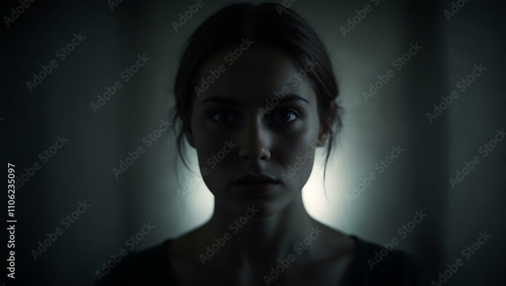 Haunting image of a woman blurred in shadowy tones. Haunting image of a woman blurred in shadowy tones.