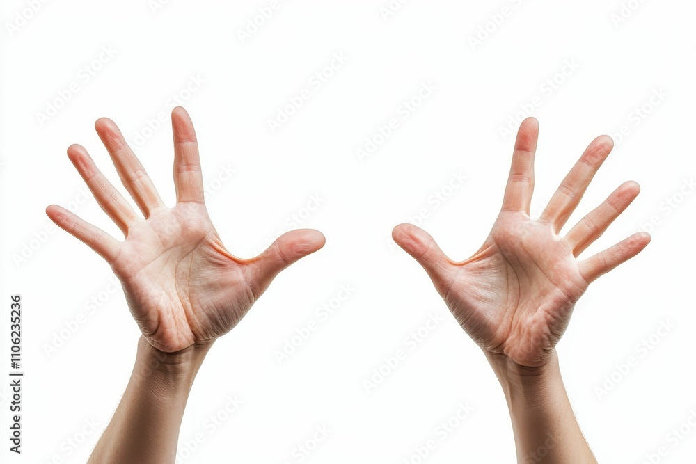 Two open hands, palms up, isolated. Two open hands, palms up, isolated.