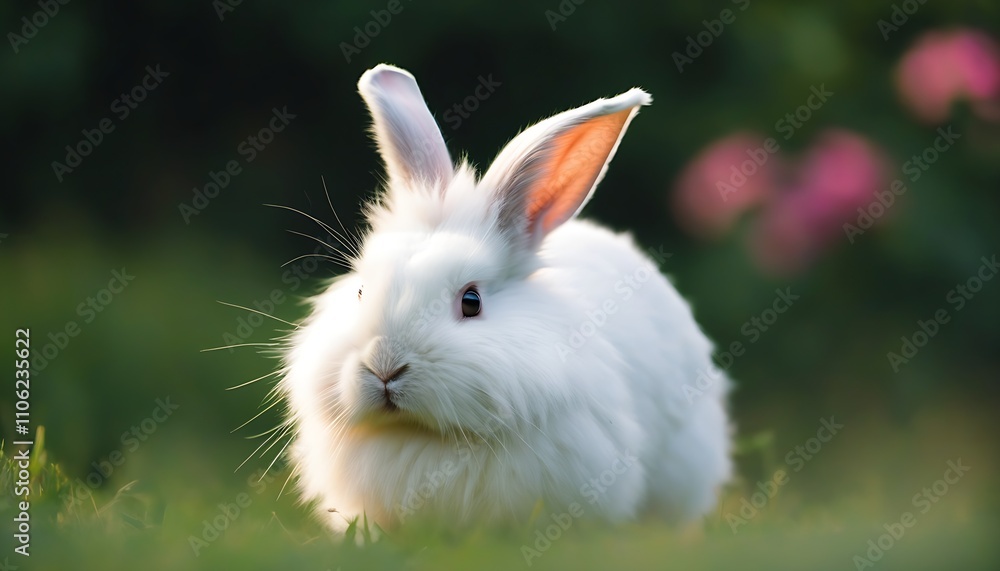 Fototapeta premium Cute Rabbit on a Tranquil Grassland