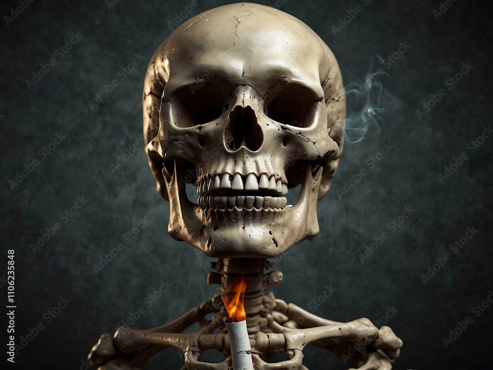 Fototapeta premium Health hazard warning with a cigarette skull illustration.