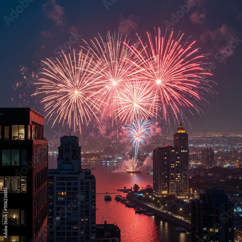 fireworks over the city