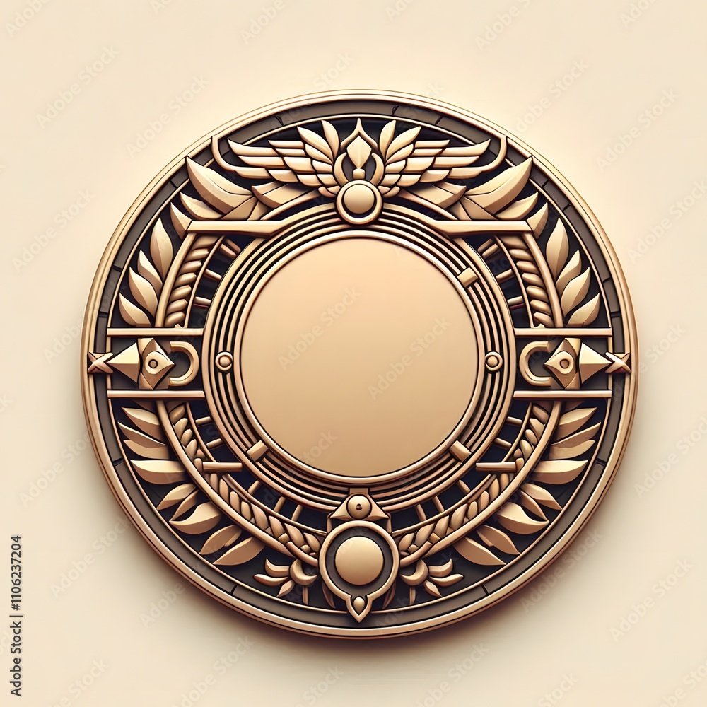 Fototapeta premium A stylish and luxurious circular emblem featuring golden details.