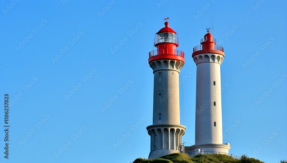 Magnificent view of the lighthouse on the coastline Magnificent view of the lighthouse on the coastline