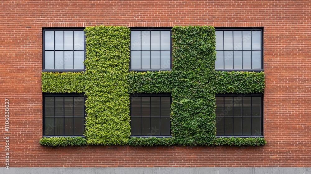 Brick Wall with Green Vertical Garden Design Brick Wall with Green Vertical Garden Design