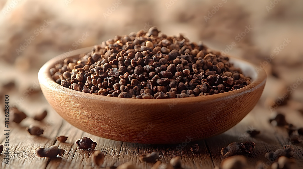 Artistic Display of Dried Whole Cloves on Weathered Wood Capturing Their Aroma and Distinct Characteristics Artistic Display of Dried Whole Cloves on Weathered Wood Capturing Their Aroma and Distinct Characteristics