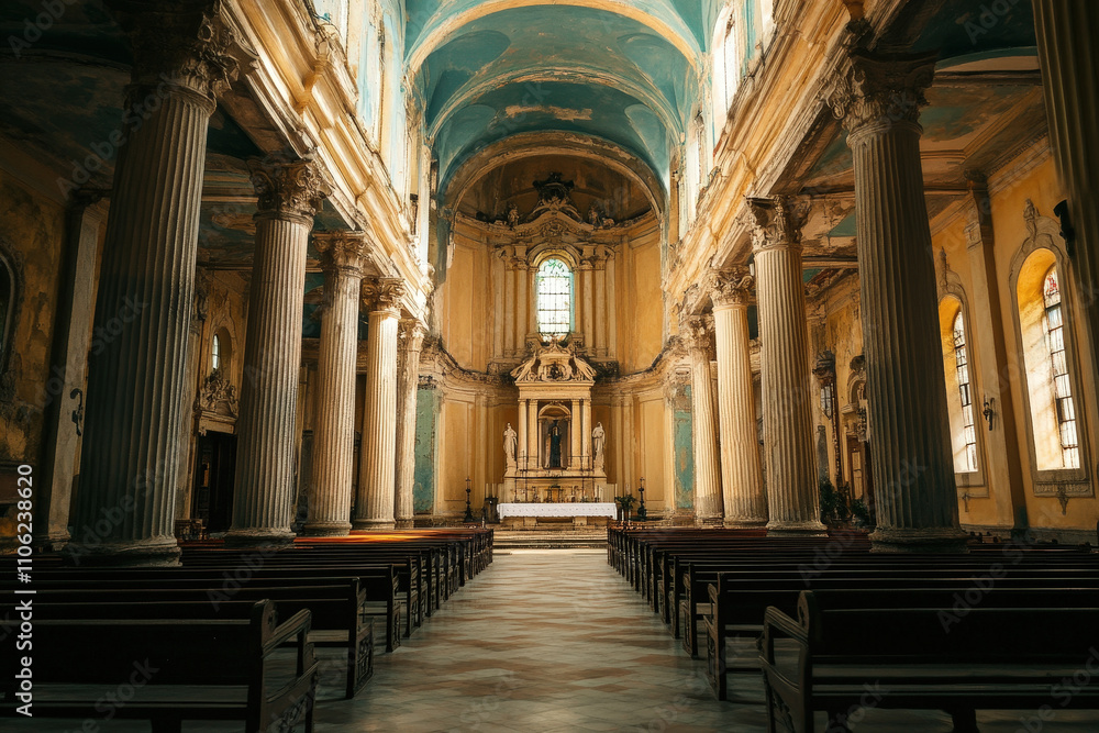 Obraz premium Ornate Interior of a Historic Church