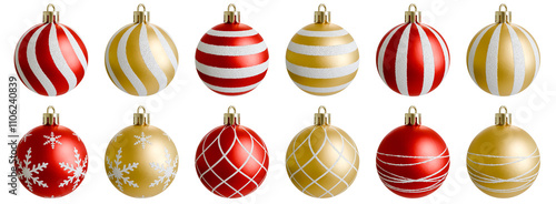 Christmas Ball, With Designs, Christmas Ornament, Holiday decoration, transparent background, 3d