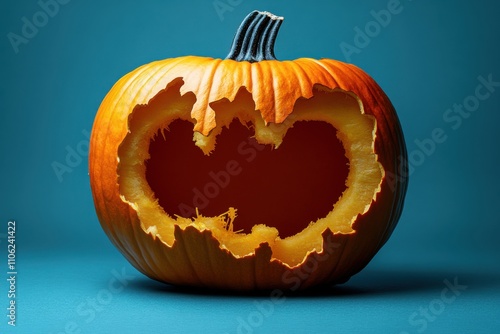 Pumpkin with a carved heart inside photo