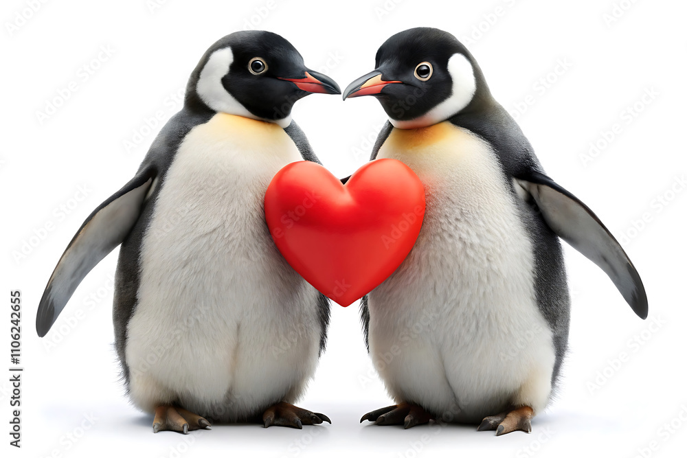 Obraz premium three penguins isolated on white