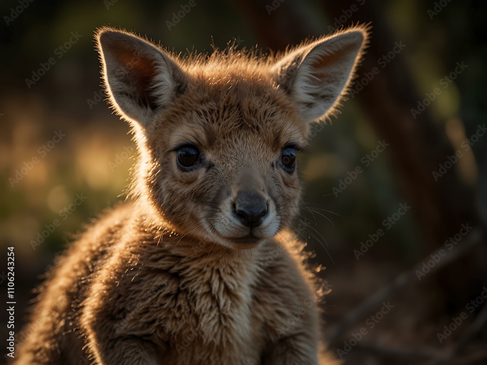 Fototapeta premium High-definition image of a baby kangaroo in soft lighting.