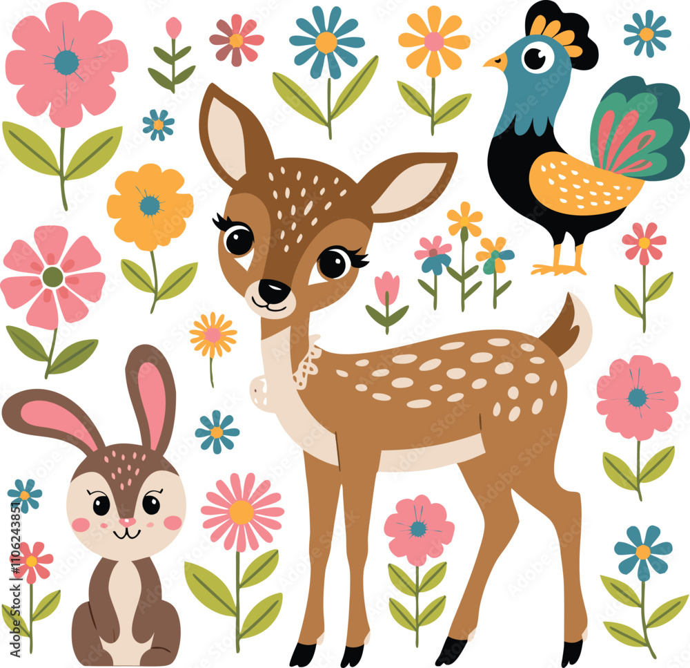 Fototapeta premium deer vector illustration of a beautiful and cute spotted deer