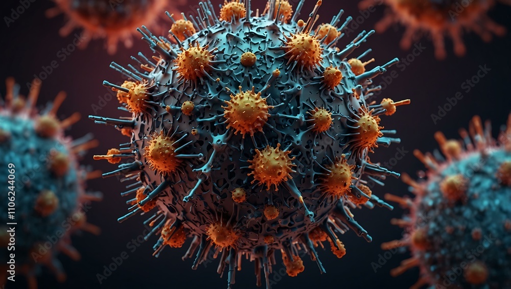 Highly detailed virus particle illustration. Highly detailed virus particle illustration.