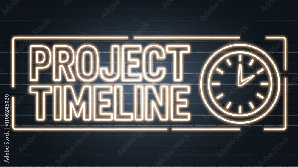 Obraz premium Digital Project Timeline: A glowing clock symbolizing time management in modern business planning.
