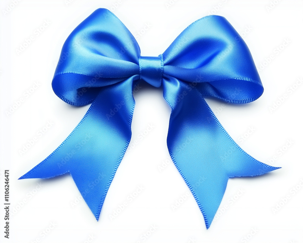 Blue ribbon and bow isolated on a white background Blue ribbon and bow isolated on a white background