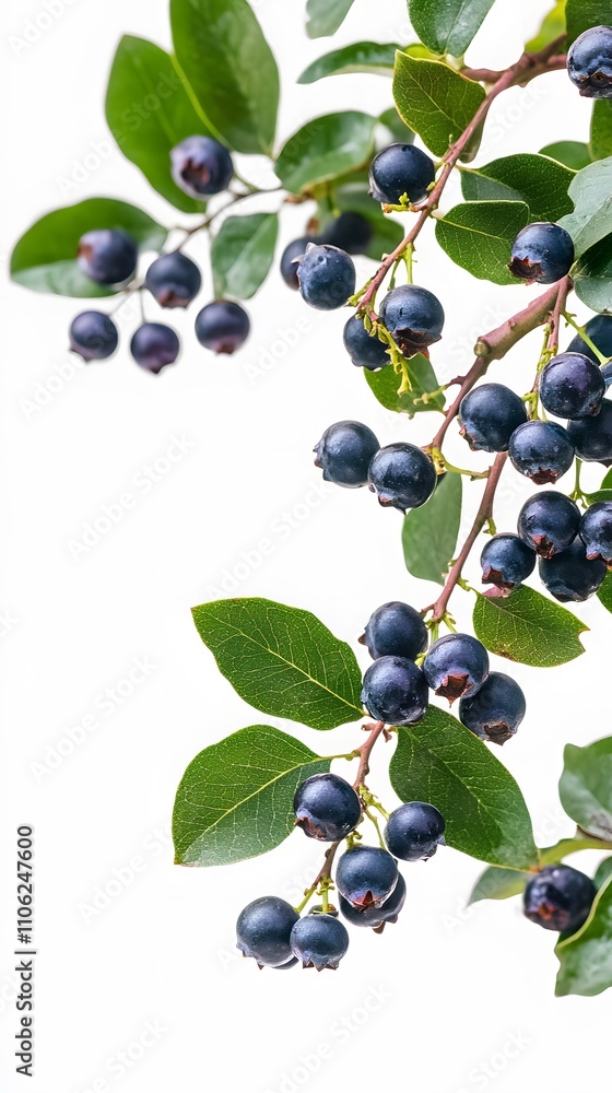 Blueberries with leaves isolated on a white background Blueberries with leaves isolated on a white background