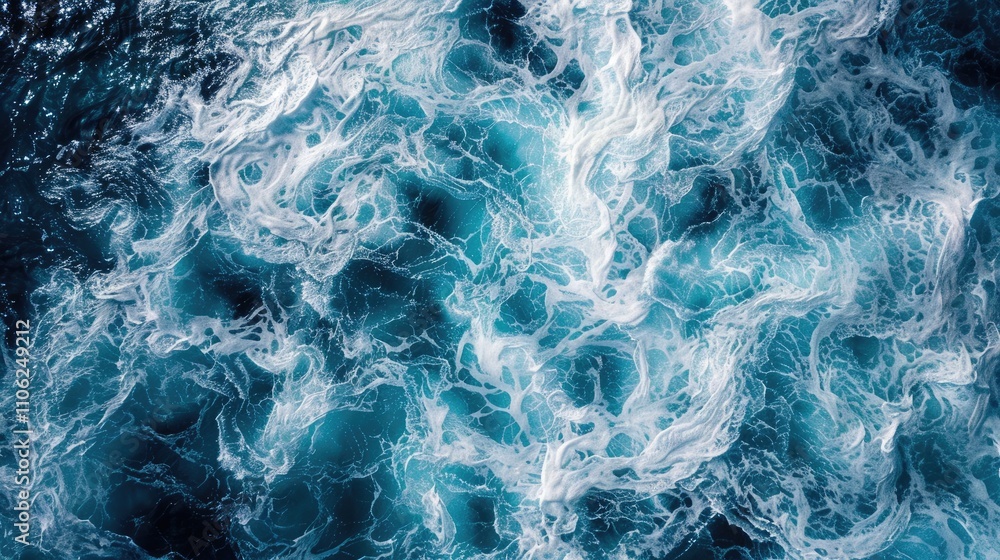 Obraz premium Aerial Drone Photo of Ocean Waves from Above