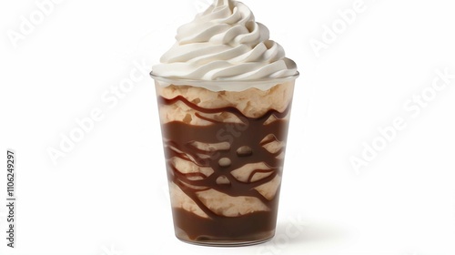 Delicious Chocolate Sundae with Whipped Cream and Fresh Fruit in a Glass Cup